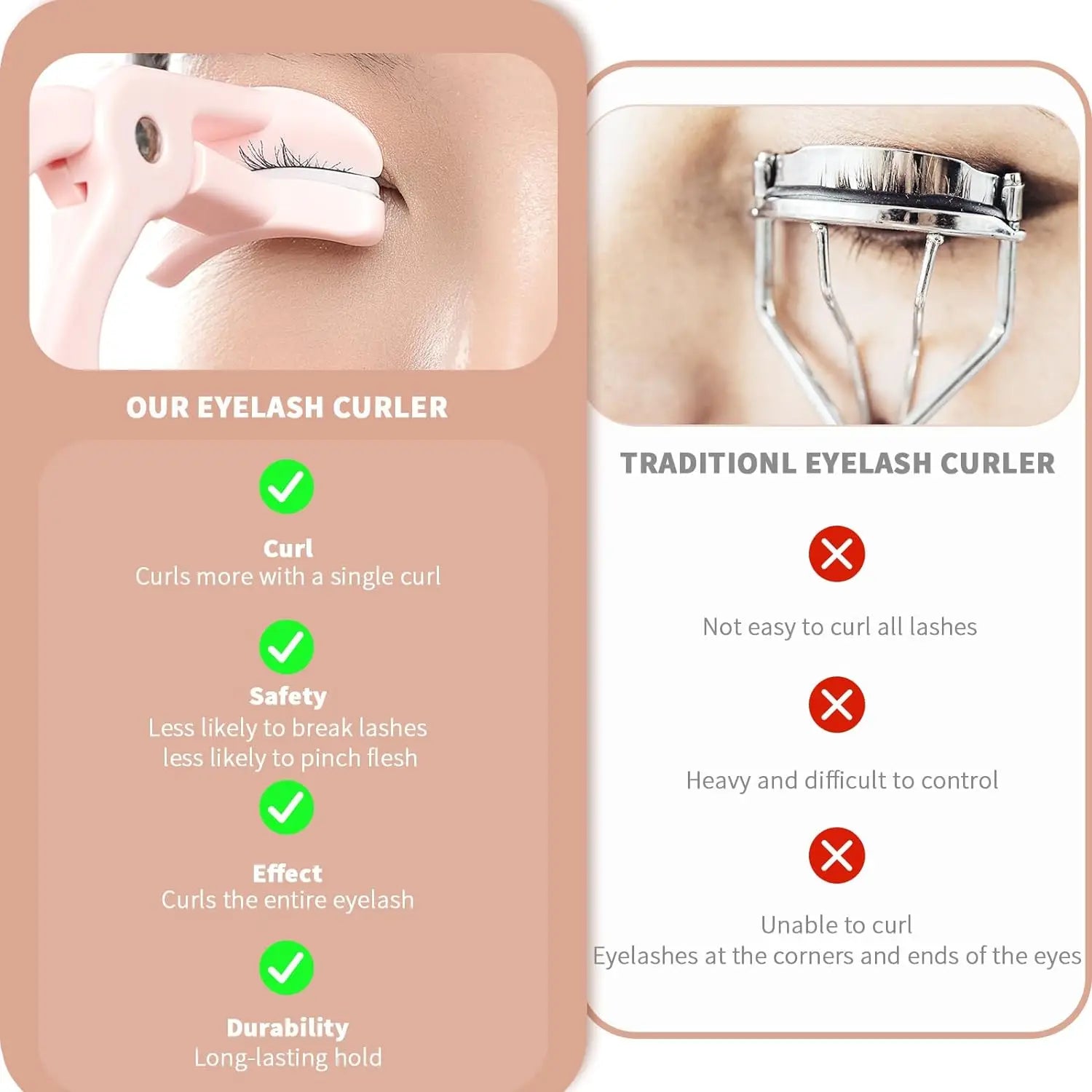 2 styles de recourbe-cils, effete en 5 secondes, pour des cils recourbés et pa abimés